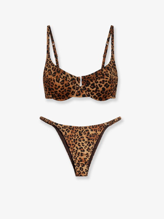 Nylon bikini with animal print