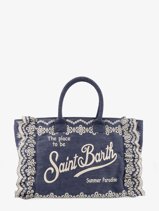 Vanity Volant canvas handbag with Sangallo embroidery