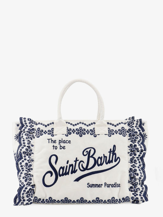 Vanity Volant canvas handbag with Sangallo embroidery
