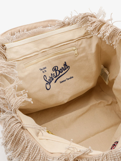 Vanity cotton handbag with all-over embroidery thumbnail