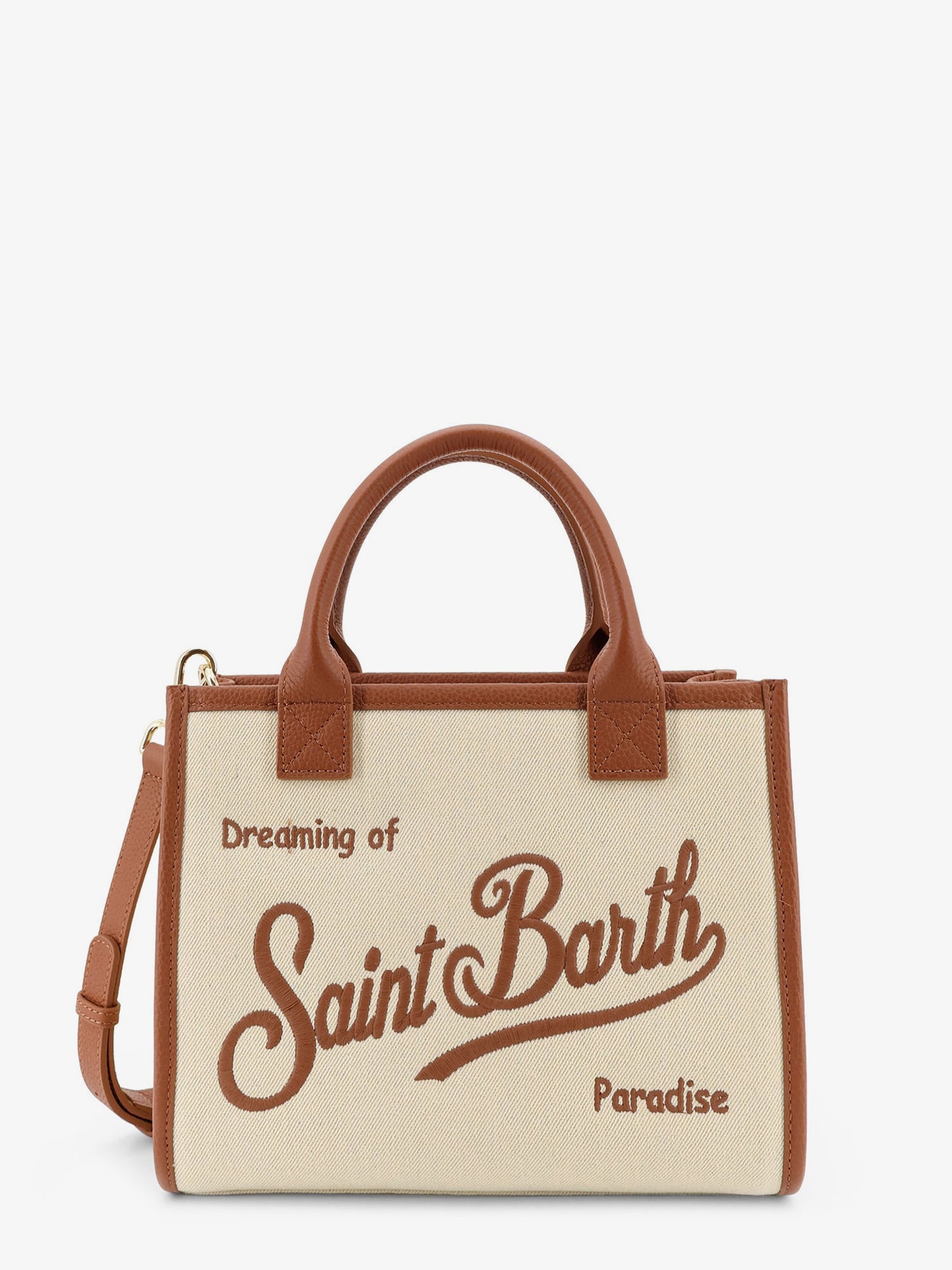 Midi canvas vanity bag with embroidered logo on the front