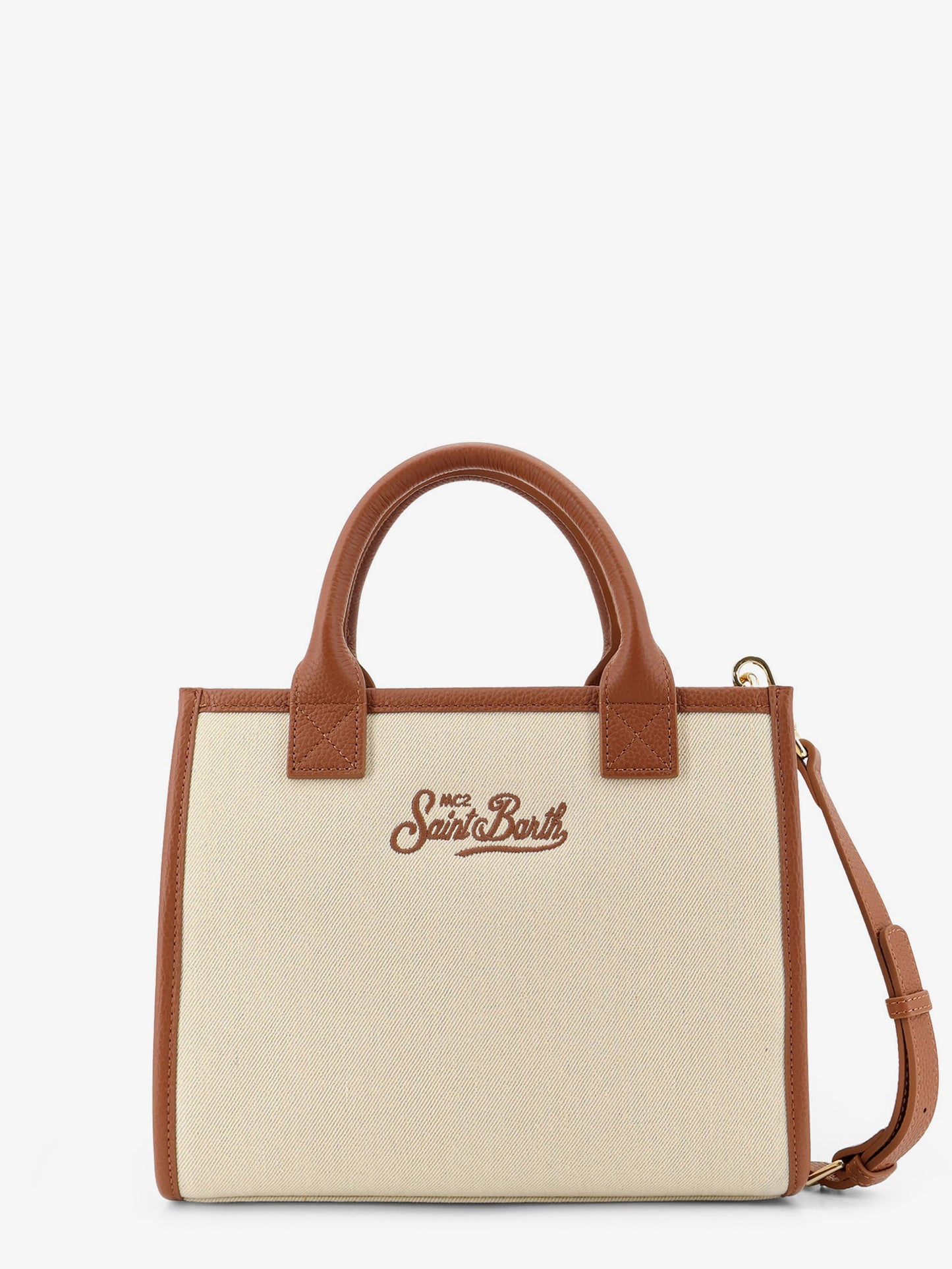 Midi canvas vanity bag with embroidered logo on the front