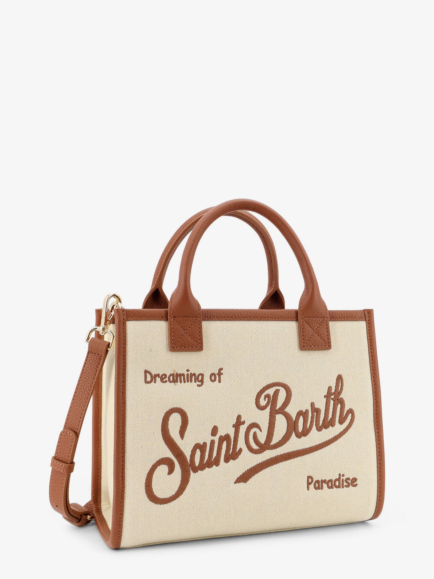 Midi canvas vanity bag with embroidered logo on the front