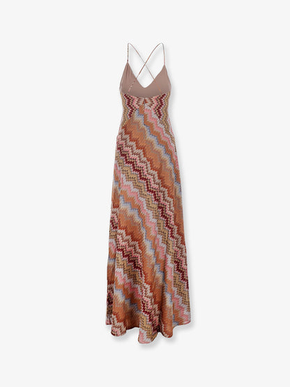 Long viscose dress with chevron pattern thumbnail