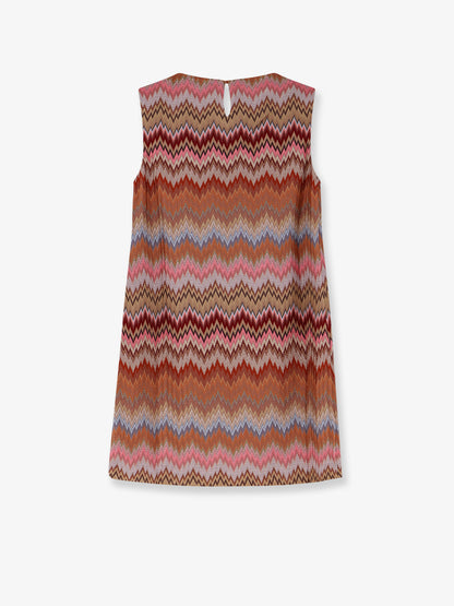 Short viscose dress with chevron pattern thumbnail