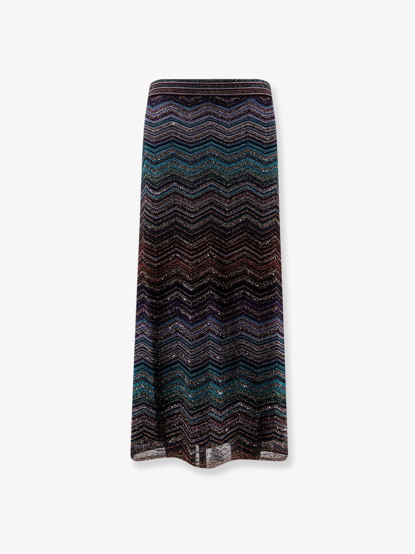 Viscose skirt with laminated chevron pattern