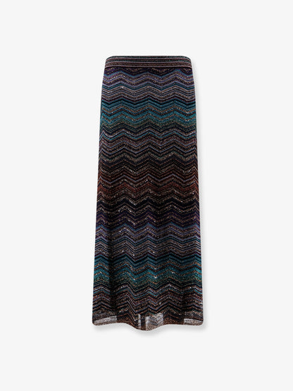 Viscose skirt with laminated chevron pattern thumbnail