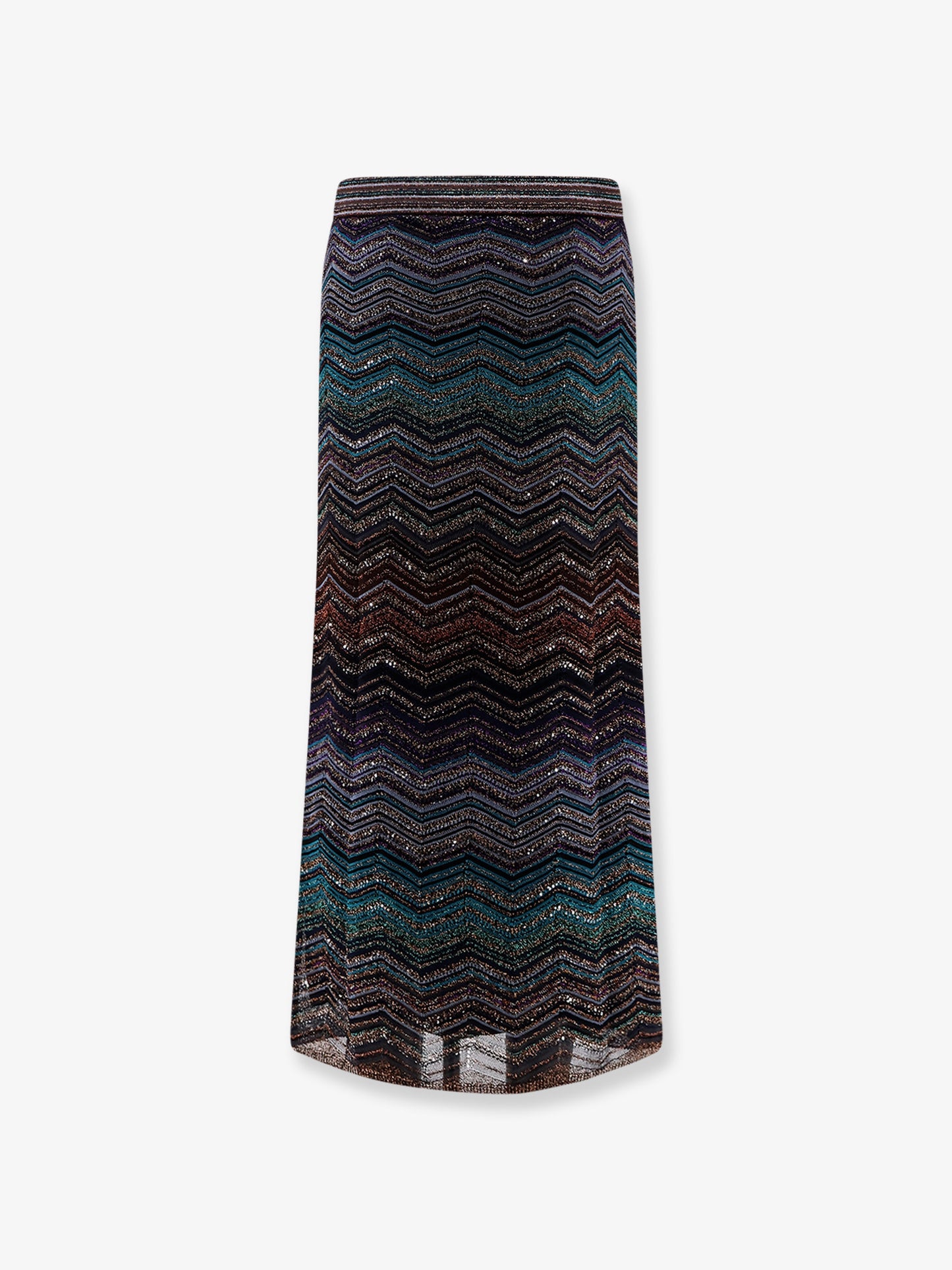 Viscose skirt with laminated chevron pattern