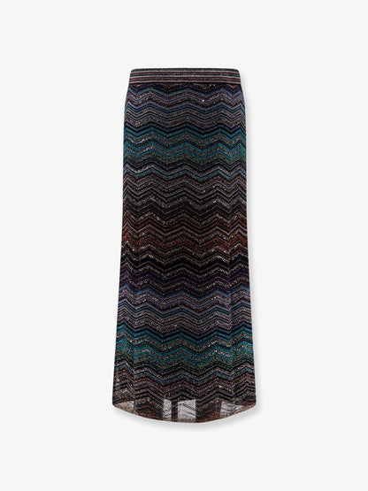 Viscose skirt with laminated chevron pattern thumbnail