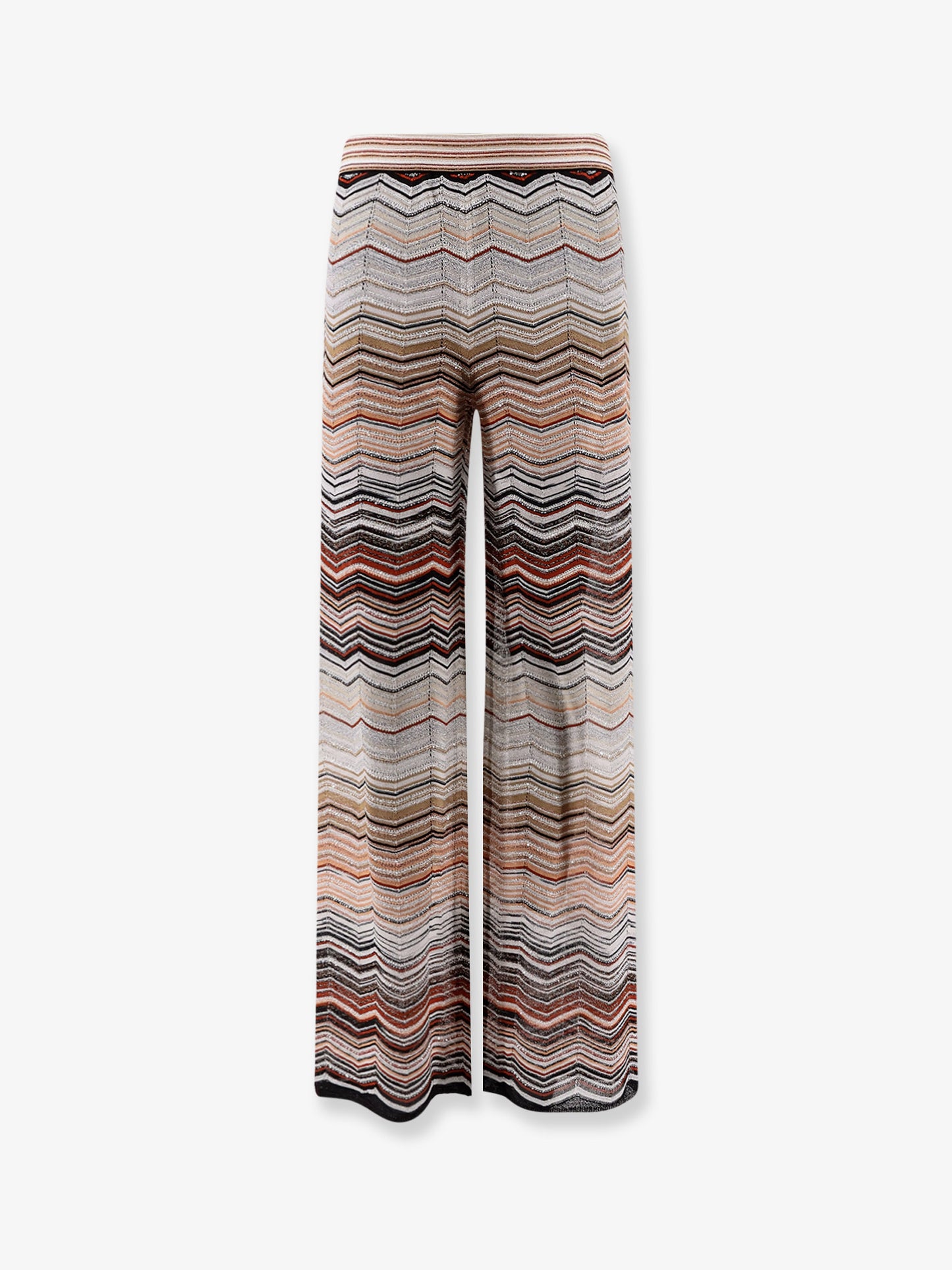 Viscose trousers with laminated chevron pattern