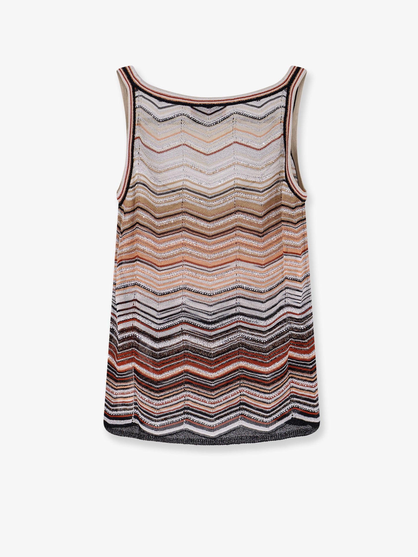 Viscose tank top with laminated chevron pattern