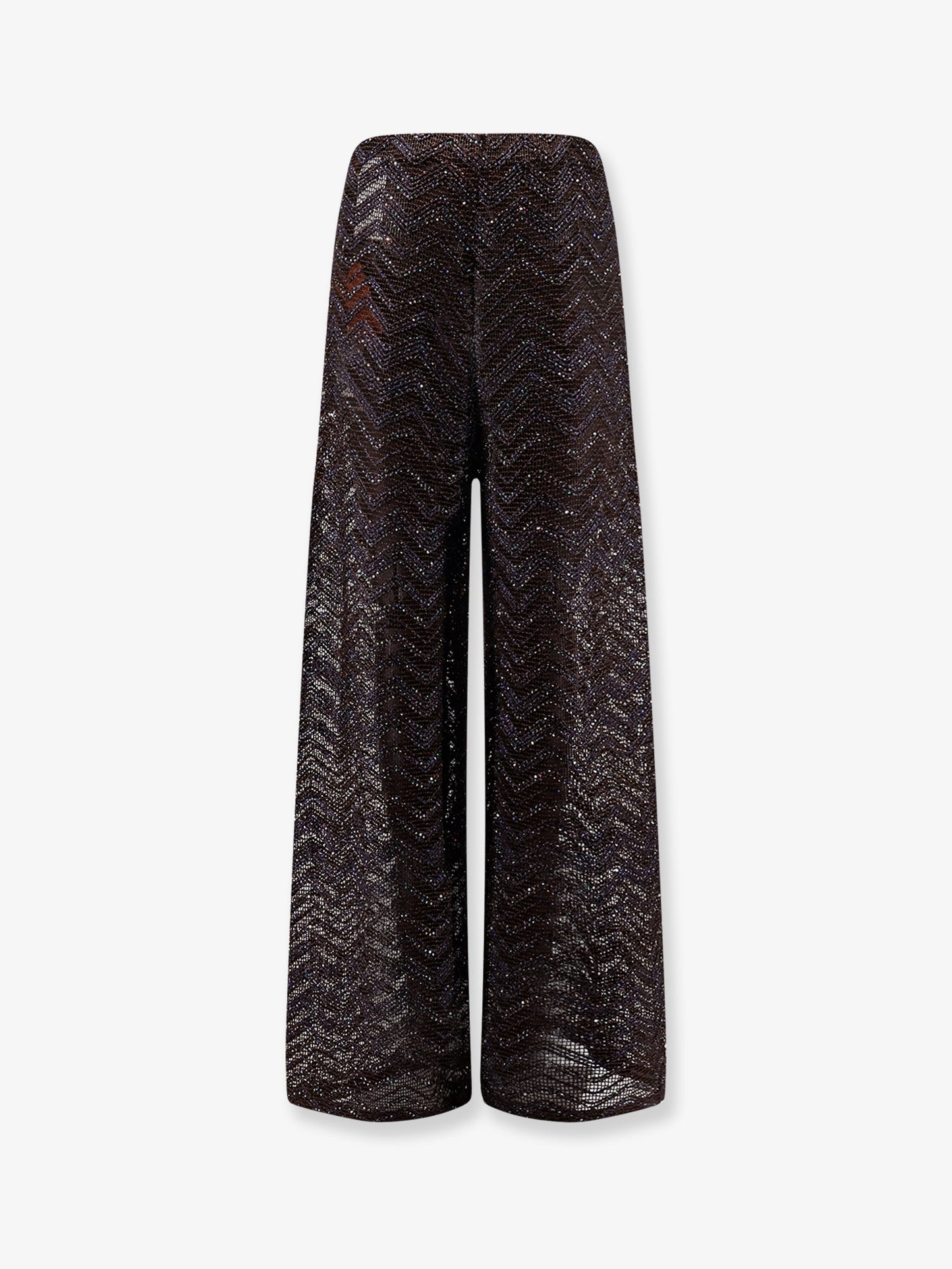 Viscose blend trousers with chevron pattern