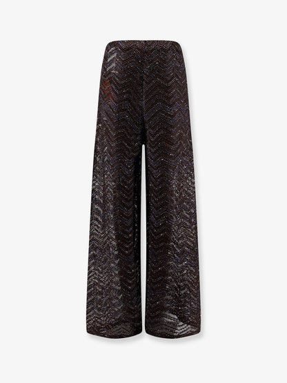 Viscose blend trousers with chevron pattern thumbnail