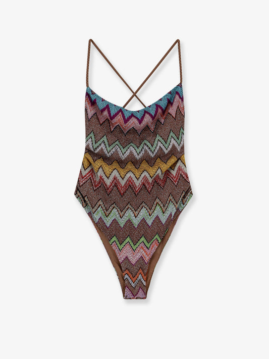 Laminated viscose one-piece swimsuit