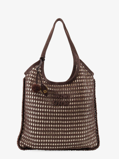 Crochet mesh shopping bag with tone-on-tone logo on the front thumbnail