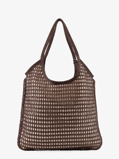 Crochet mesh shopping bag with tone-on-tone logo on the front thumbnail
