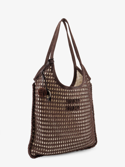 Crochet mesh shopping bag with tone-on-tone logo on the front thumbnail