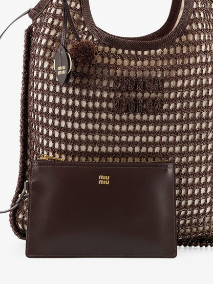 Crochet mesh shopping bag with tone-on-tone logo on the front thumbnail