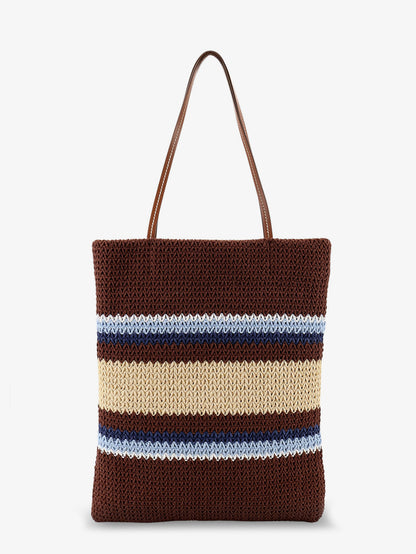 Knitted shopping bag with embroidered logo on the front thumbnail