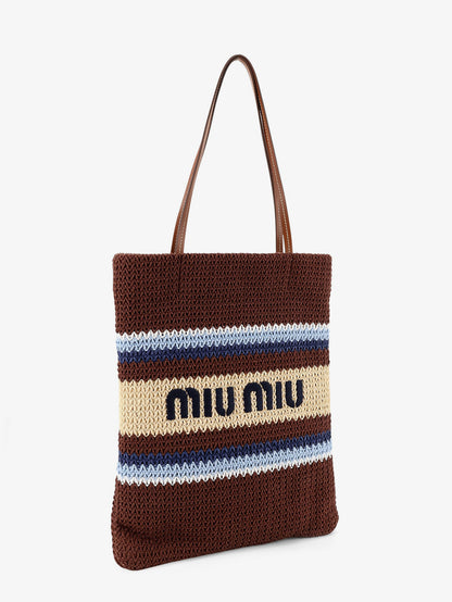 Knitted shopping bag with embroidered logo on the front thumbnail