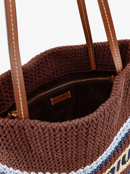 Knitted shopping bag with embroidered logo on the front thumbnail