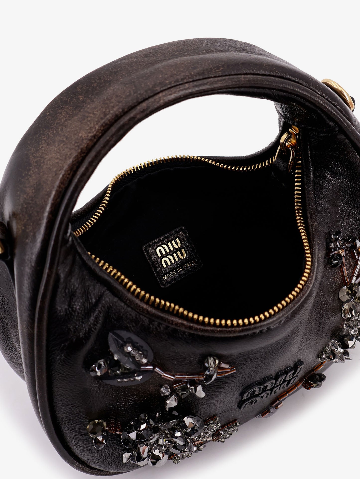 Wander leather mini crossbody bag with embroidery