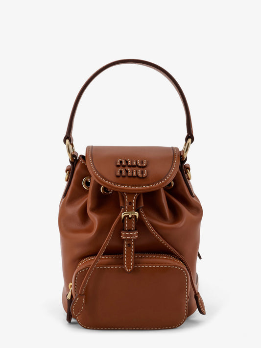 Leather with front lettering logo crossbody bag