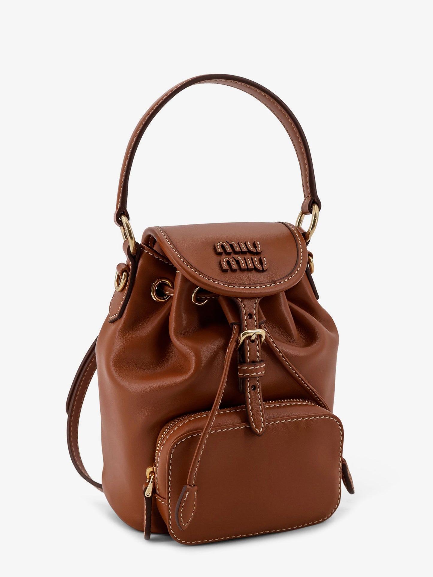 Leather with front lettering logo crossbody bag