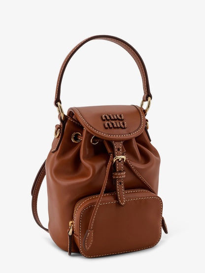 Leather with front lettering logo crossbody bag thumbnail