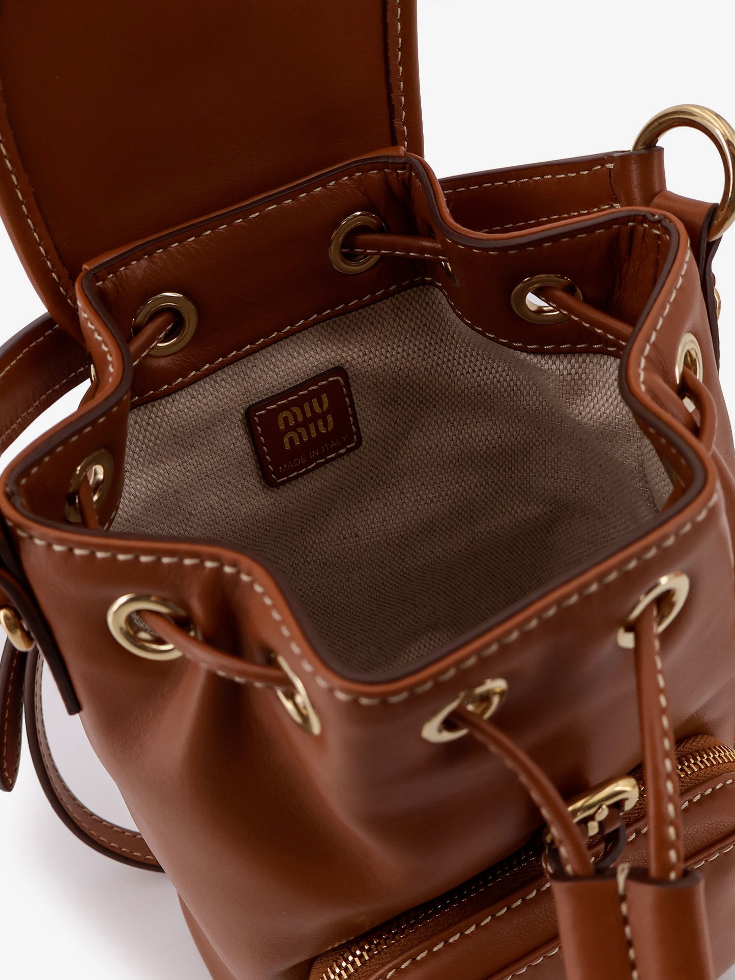 Leather with front lettering logo crossbody bag