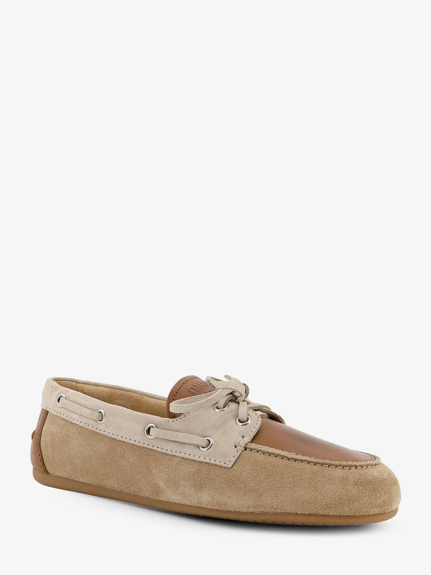 Suede loafer with leather inserts