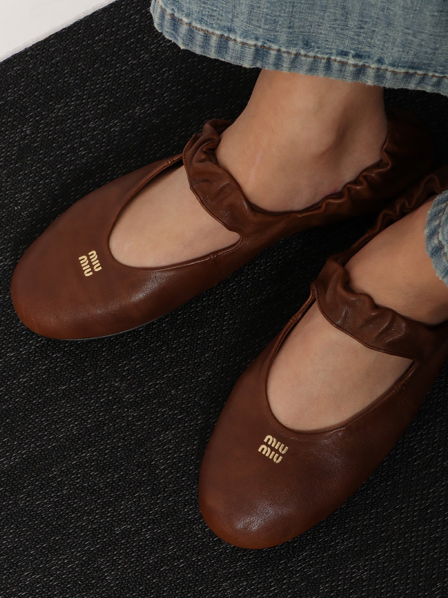 Ruches leather ballerinas