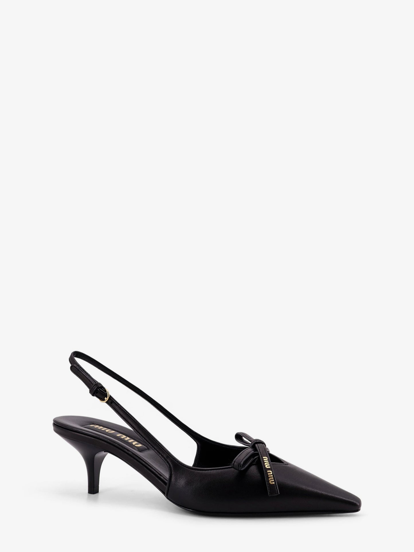 Leather décolleté with logo bow detail