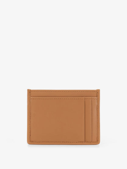 Quilted leather card holder with metal lettering logo thumbnail