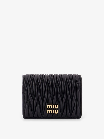 Quilted leather wallet with lettering logo on the front thumbnail