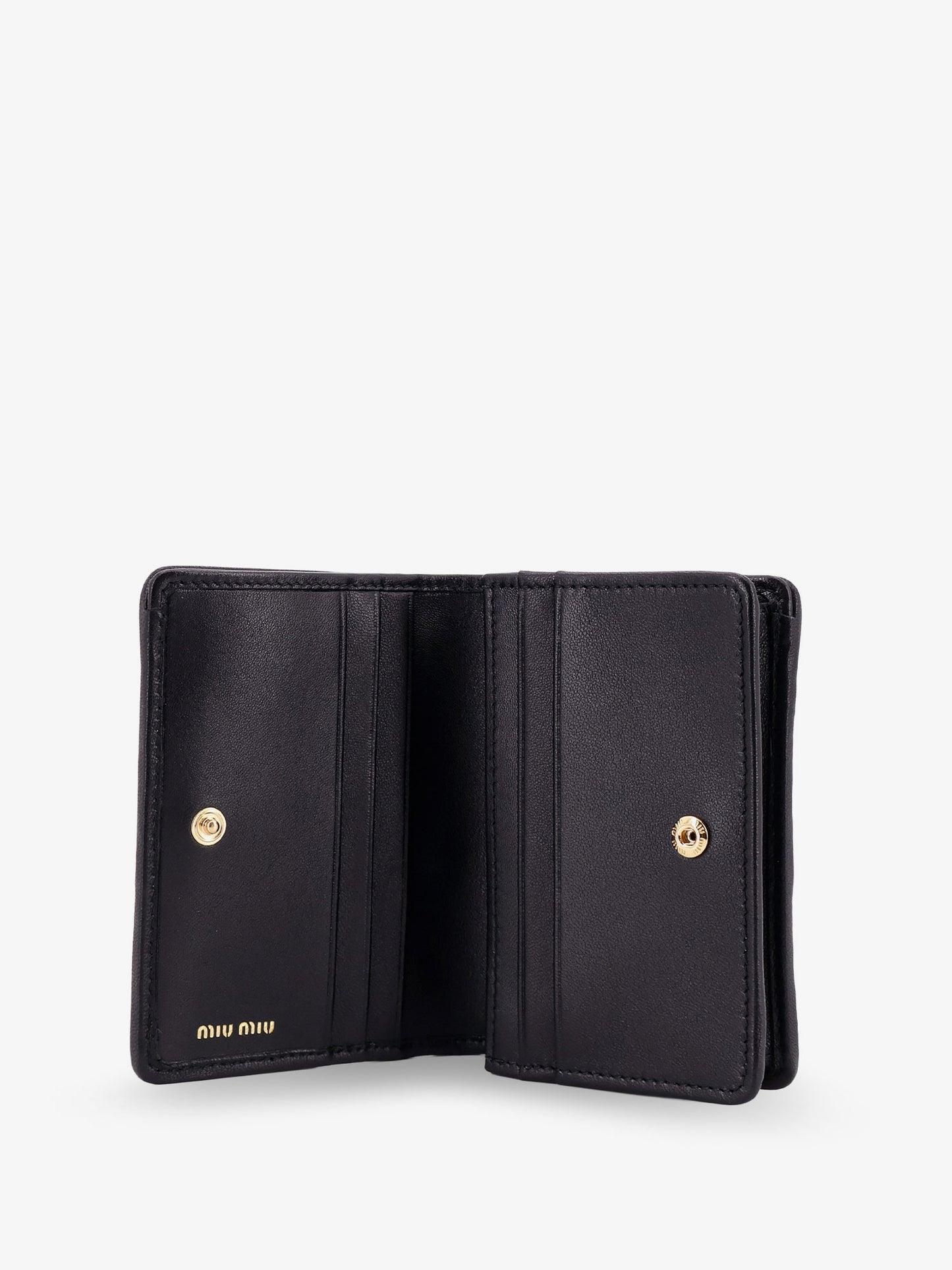 Quilted leather wallet with lettering logo on the front