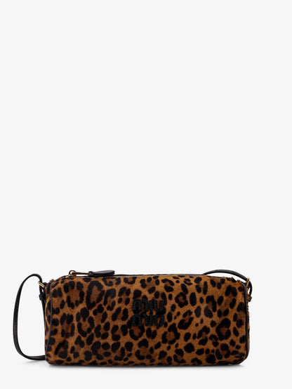 Pouch leather bag with animal print thumbnail