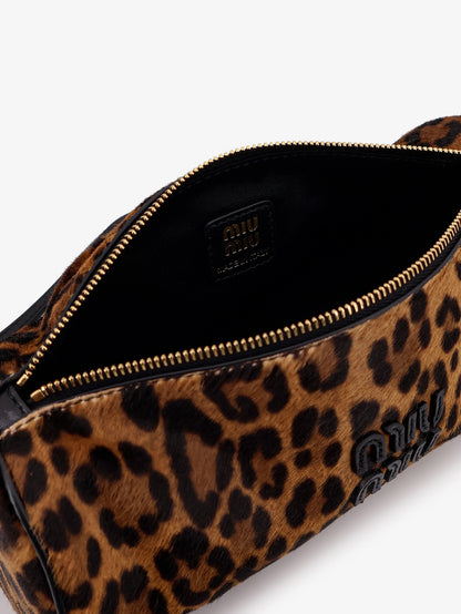 Pouch leather bag with animal print thumbnail