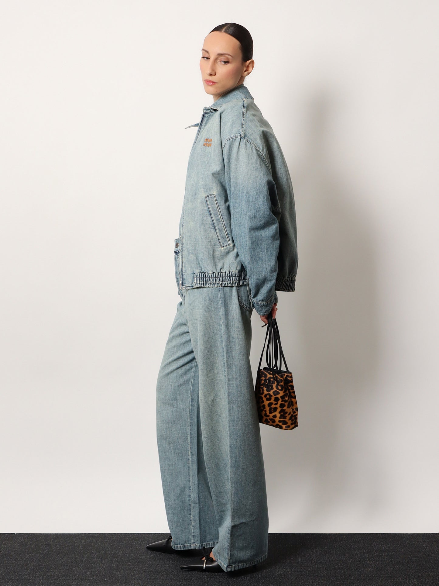 Animal print leather crossbody bag