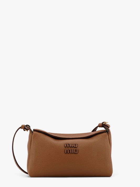 Leather shoulder bag with logo on the front
