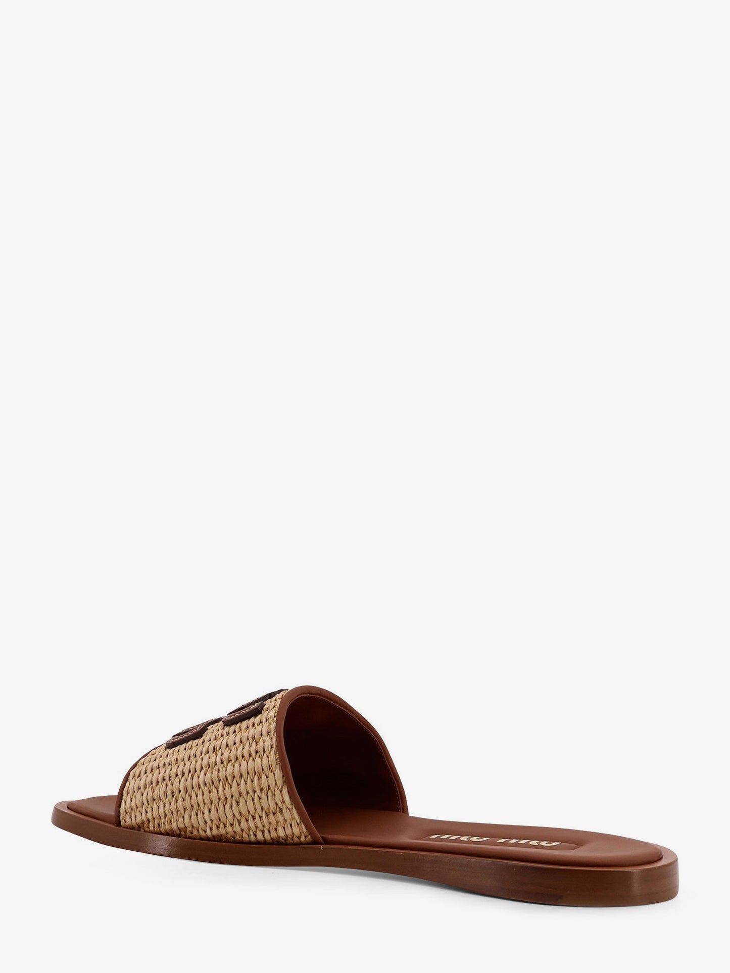 Sandali in rafia e pelle con logo lettering
