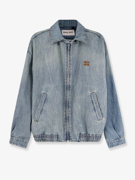 Denim Jacket with Miu Miu embroidery