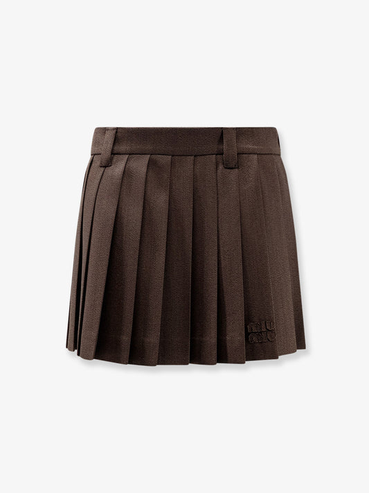 Cover fabric pleated mini skirt