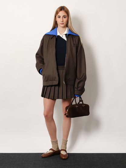 Cover fabric pleated mini skirt thumbnail