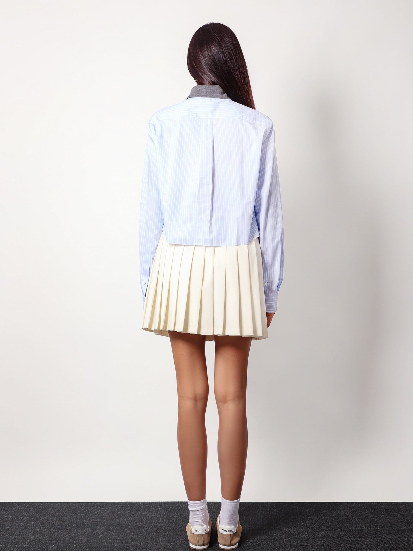Plissé wool and mohair skirt