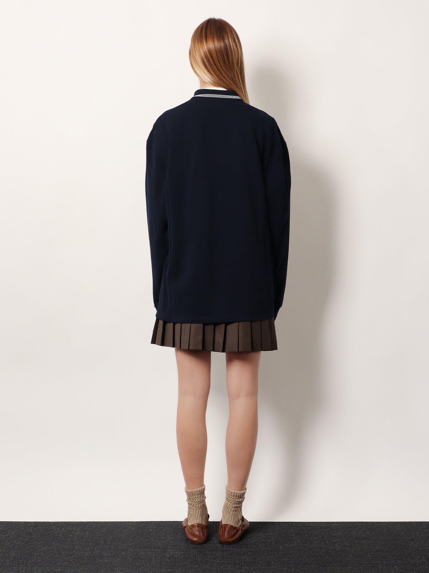 Cotton polo shirt with asymmetric metal zip detail