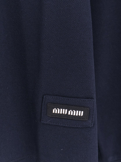 Cotton polo shirt with asymmetric metal zip detail thumbnail