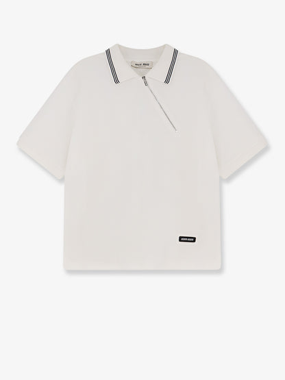 Cotton polo shirt with asymmetric zip thumbnail