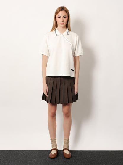 Cotton polo shirt with asymmetric zip thumbnail