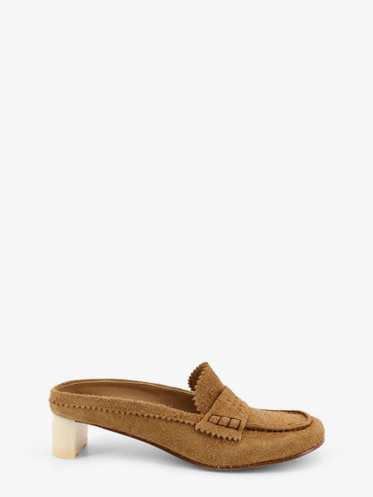 Suede sandals with iconic engraved logo thumbnail